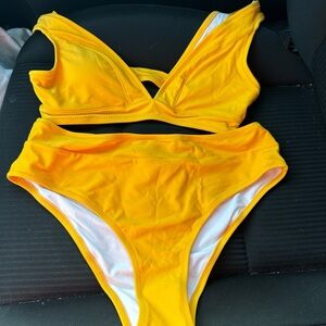 Cupshe Sunny Yellow high wasited bikini